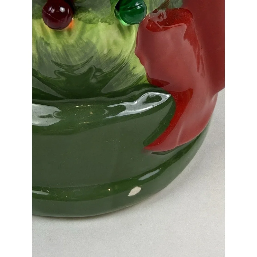 Vintage Green Ceramic Multi-color Lighted Mr. Christmas Wreath